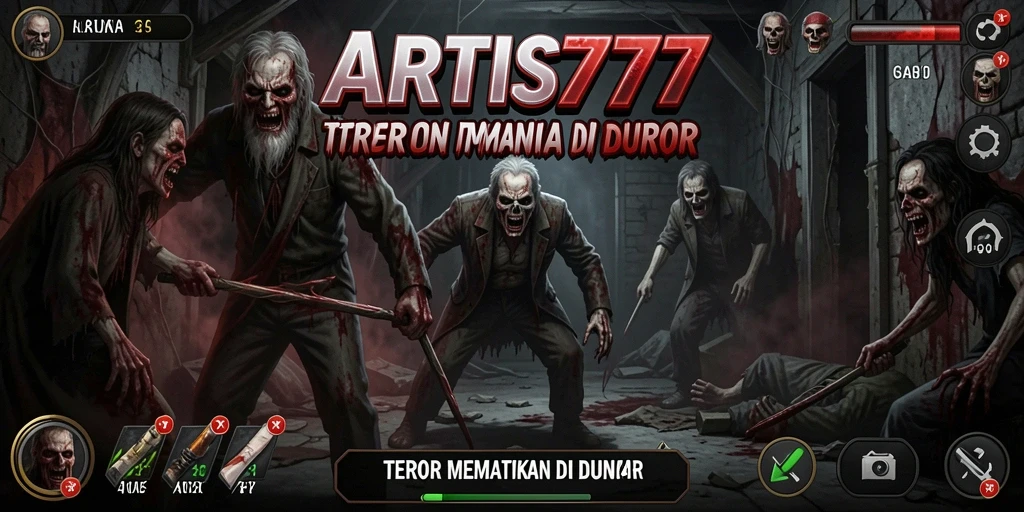 Screenshot utama ARTIS777 menampilkan gameplay yang menegangkan dan penuh ketakutan.