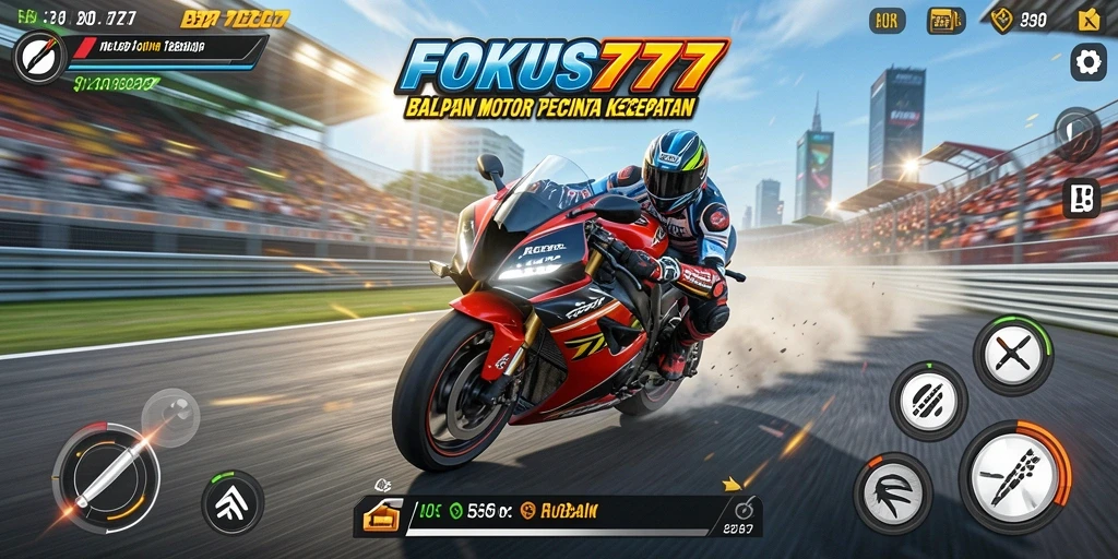 Gameplay seru balapan motor dengan lintasan menantang di FOKUS777.