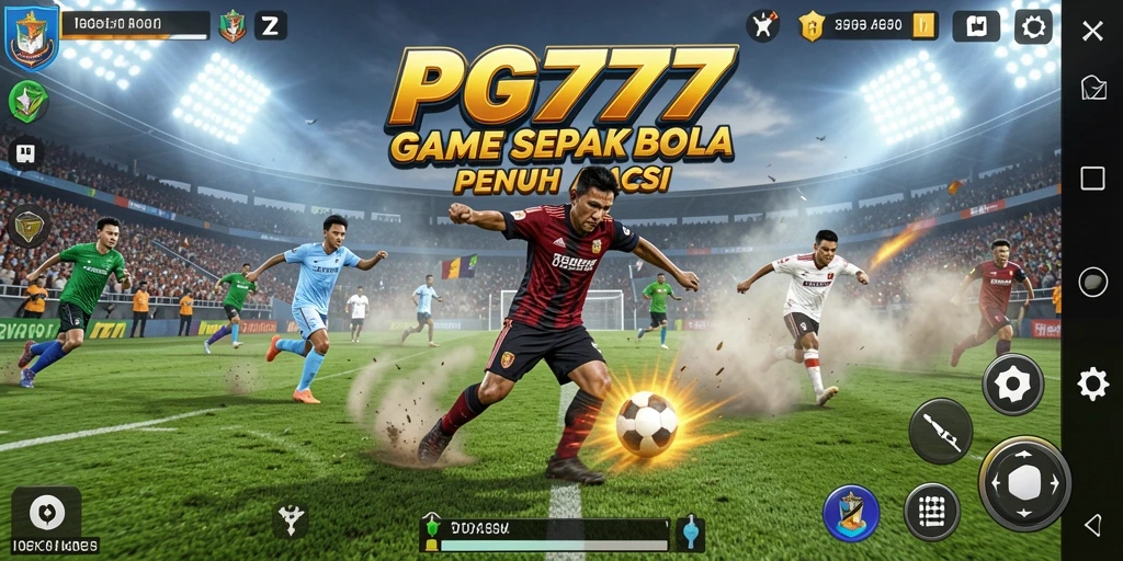 Tampilan gameplay PG777 menampilkan aksi sepak bola yang mendebarkan.
