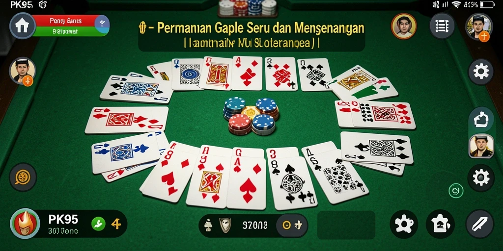 Tangkapan layar gameplay PK95 yang menampilkan suasana seru permainan Gaple.