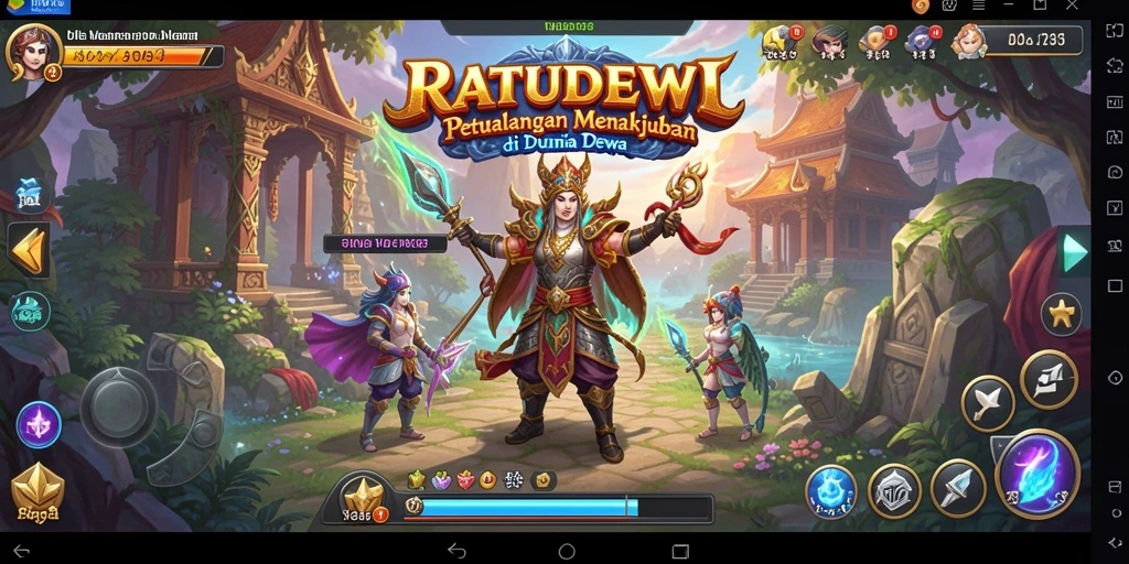 Tangkapan layar game RATUDEWI menampilkan aksi seru dalam petualangan dewa.
